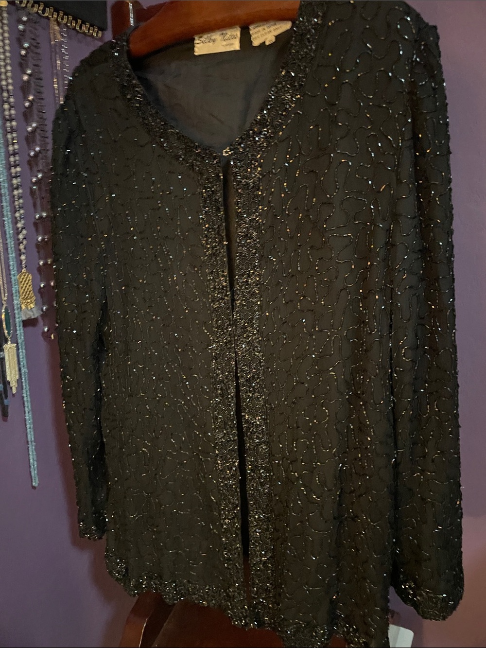 VTG SILKY NITES BEADED SILK EVENING JACKET